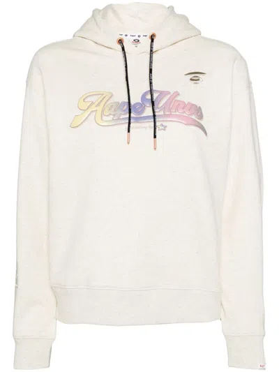 Aape By A Bathing Ape Logo-print Long-sleeved Hoodie In Neutrals