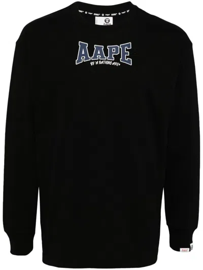 Aape By A Bathing Ape Logo-print Long-sleeved T-shirt In Black