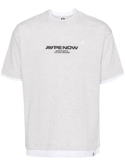 Aape By A Bathing Ape Logo-print T-shirt In Grey