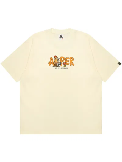Aape By A Bathing Ape Logo-print T-shirt In Neutrals