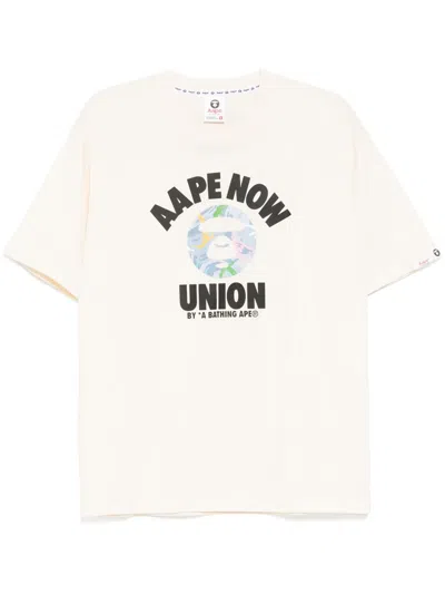 Aape By A Bathing Ape Logo-print T-shirt In Neutrals