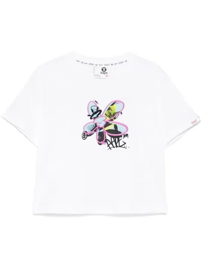 Aape By A Bathing Ape Logo Print T-shirt In White