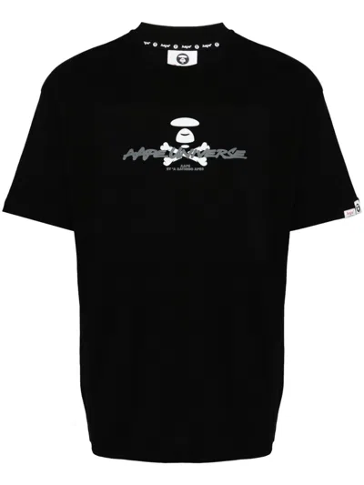 Aape By A Bathing Ape Logo-printed Cotton T-shirt In Black