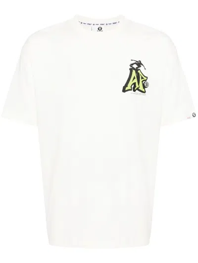 Aape By A Bathing Ape Logo-printed Cotton T-shirt In Ivx Ivory