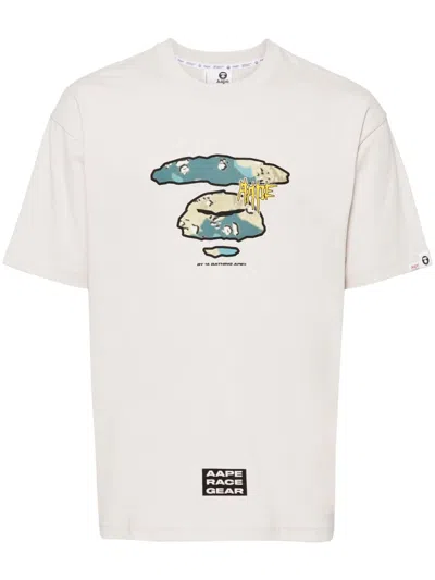 Aape By A Bathing Ape Logo-printed Cotton T-shirt In Neutrals