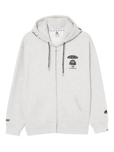 Aape By A Bathing Ape Logo-printed Hoodie In Gray