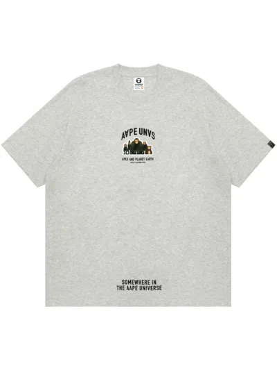 Aape By A Bathing Ape Logo-rubberised Cotton T-shirt In Grau