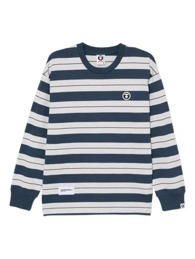 Aape By A Bathing Ape Logo Striped T-shirt In Blue