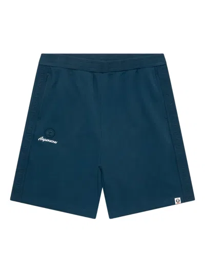 Aape By A Bathing Ape Logo-tape Track Shorts In Blue