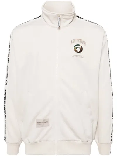 Aape By A Bathing Ape Logo-embroidered Zip-up Jacket In Nude