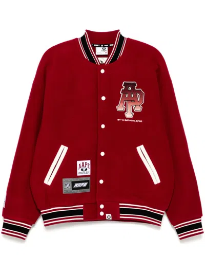 Aape By A Bathing Ape Logo Varsity Jacket In Bdx Burgundy