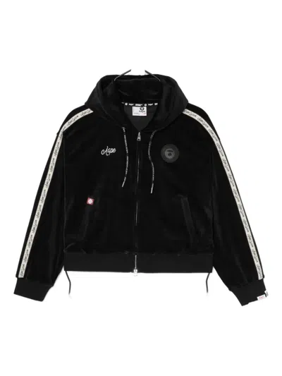 Aape By A Bathing Ape Logo Velvet Hoodie In Black