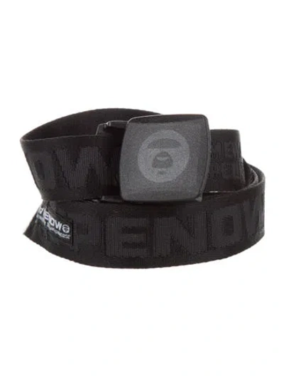 Pre-owned Aape By A Bathing Ape Logo Web Skinny Waist Belt In Black