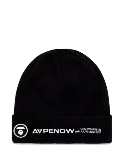 Aape By A Bathing Ape Logo-detail Beanie Hat In Black
