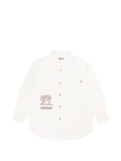 Aape By A Bathing Ape Logo-embroidered Button-up Shirt In Neutral