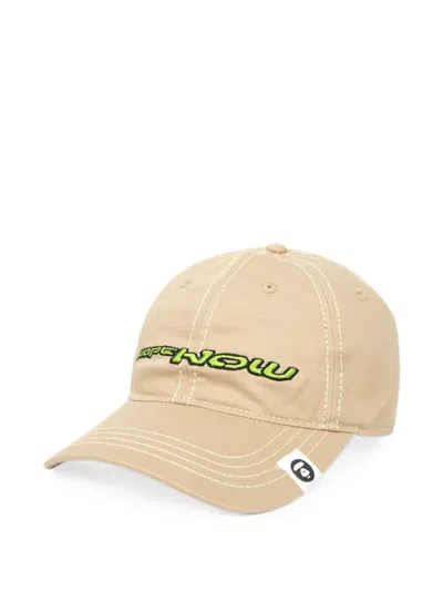 Aape By A Bathing Ape Logo-embroidered Contrast-stitch Cap In Neutral