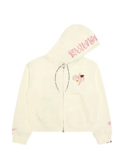 Aape By A Bathing Ape Logo-embroidered Zip-up Hoodie In Neutral