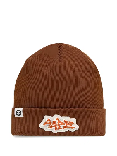 Aape By A Bathing Ape Logo-patch Beanie In Brown