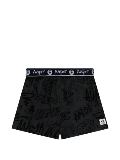 Aape By A Bathing Ape Logo-patch Boxers In Animal Print