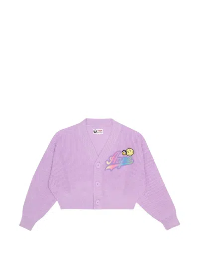 Aape By A Bathing Ape Logo-patch Cropped Cardigan In Purple