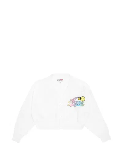 Aape By A Bathing Ape Logo-patch Cropped Cardigan In White
