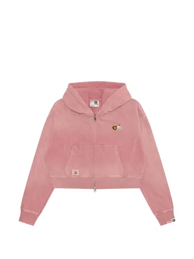 Aape By A Bathing Ape Logo-patch Cropped Hoodie In Pink