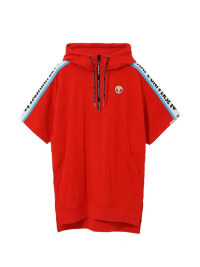Aape By A Bathing Ape Logo-patch Short-sleeve Hoodie In Red