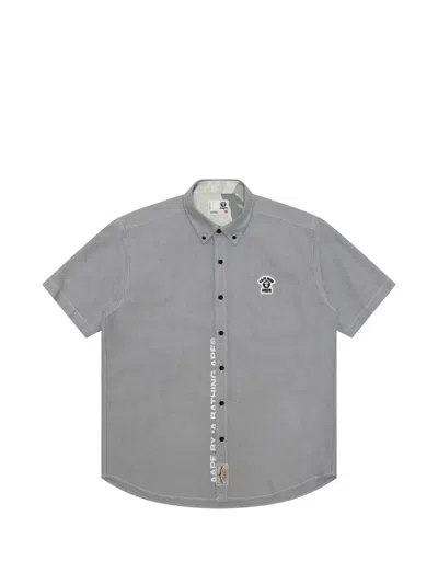Aape By A Bathing Ape Logo-patch Short-sleeve Shirt In Gray