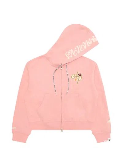 Aape By A Bathing Ape Logo-patch Zip-up Hoodie In Pink