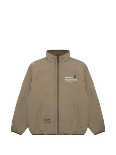 Aape By A Bathing Ape Logo-patch Zip-up Jacket In Neutral