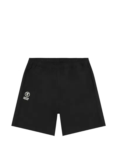 Aape By A Bathing Ape Logo-print Drawstring Shorts In Black