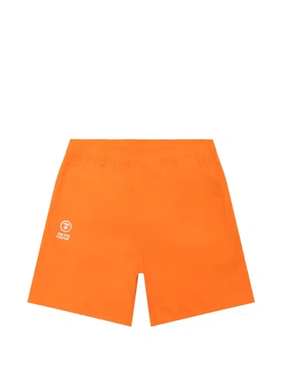Aape By A Bathing Ape Logo-print Drawstring Shorts In Orange