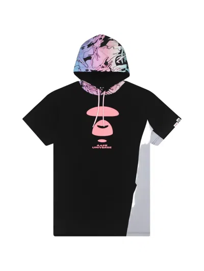 Aape By A Bathing Ape Logo-print Panelled Hooded T-shirt In Multi