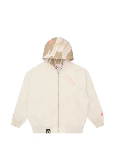 Aape By A Bathing Ape Logo-print Panelled Jacket In Neutral