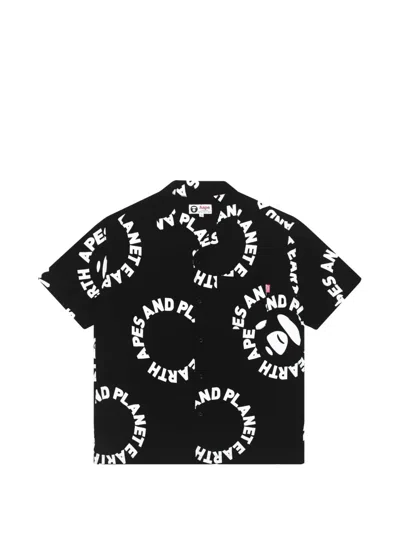 Aape By A Bathing Ape Logo-print Short-sleeve Shirt In Black