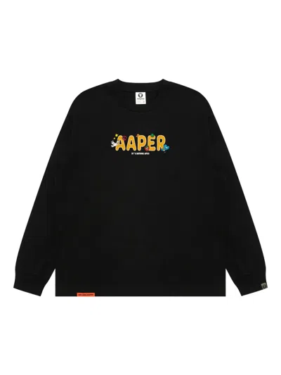 Aape By A Bathing Ape Long-sleeve Logo T-shirt In Black
