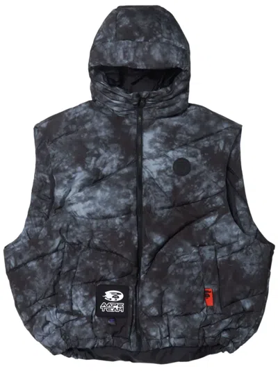 Aape By A Bathing Ape Marble-pattern Zip-up Vest In Black