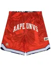 Aape By A Bathing Ape Mix-print Reversible Track Shorts In Orange
