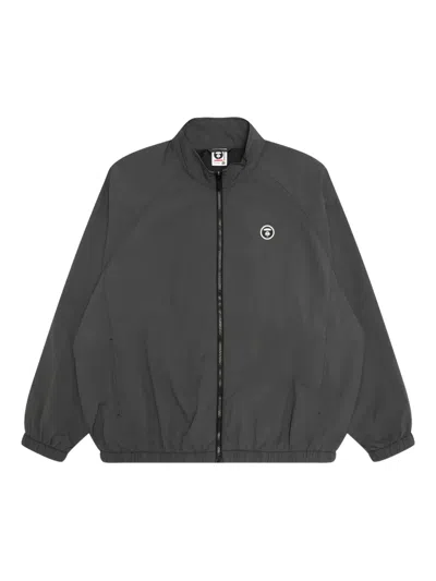 Aape By A Bathing Ape Mock-neck Logo-patch Jacket In Gray