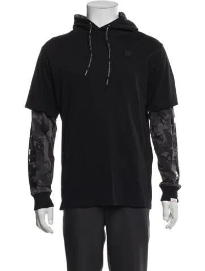 Pre-owned Aape By A Bathing Ape Mock Neck Short Sleeve Hoodie In Black