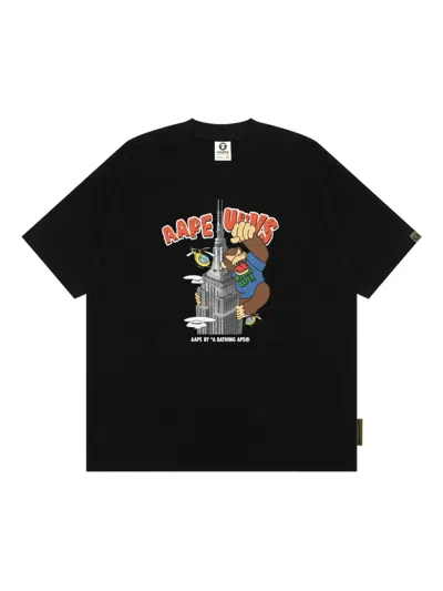Aape By A Bathing Ape Monkey-emblazoned Graphic T-shirt In Black