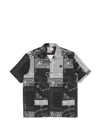 Aape By A Bathing Ape Moonface Bandana-print Shirt In Gray