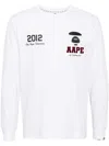 Aape By A Bathing Ape Moonface Basic Long Sleeve Tee In White