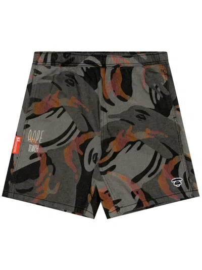 Aape By A Bathing Ape Moonface Camo Jacquard Shorts In Grey
