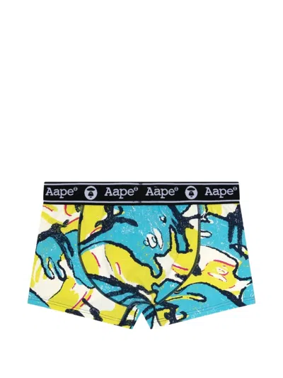 Aape By A Bathing Ape Moonface Camoflauge-print Briefs In Multi