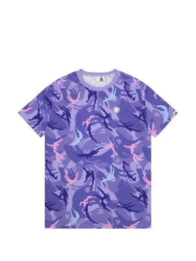 Aape By A Bathing Ape Moonface Camo-graphic T-shirt In Purple