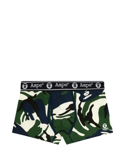 Aape By A Bathing Ape Moonface Camo-print Boxer Briefs In Green