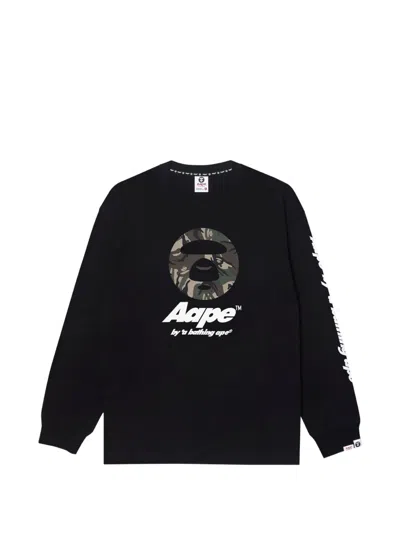 Aape By A Bathing Ape Moonface Camo-print T-shirt In Black