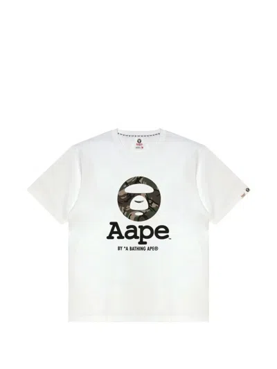 Aape By A Bathing Ape Moonface Camo-print T-shirt In White