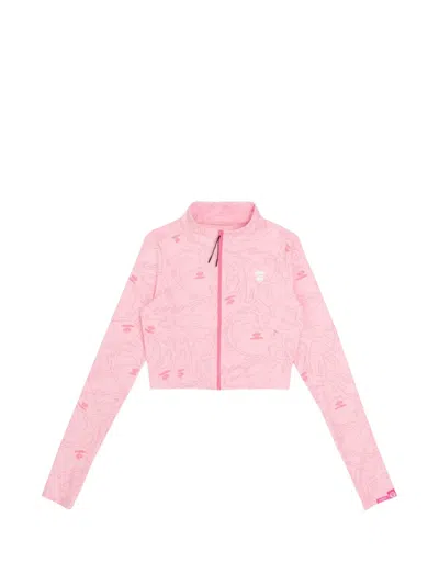 Aape By A Bathing Ape Moonface Camo-print Zip-up Top In Pink